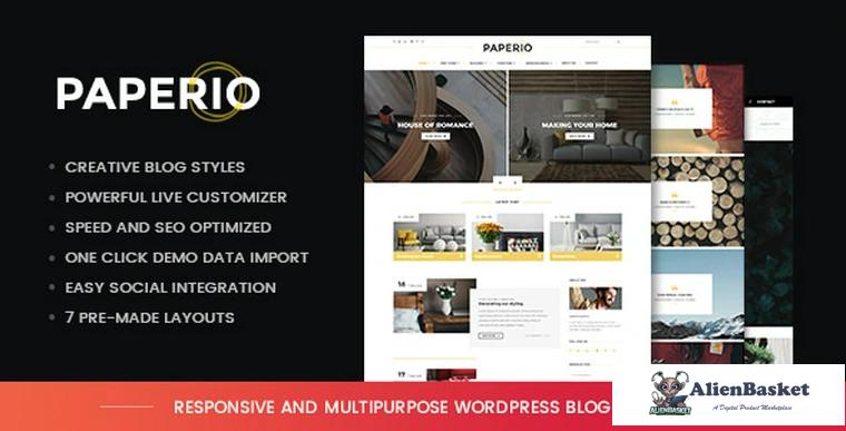 69926  Paperio v1.5 - Responsive and Multipurpose Blog Theme