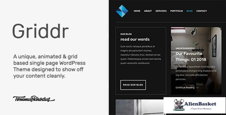 68093  Griddr v1.0.1 - Animated Grid Creative WordPress Theme