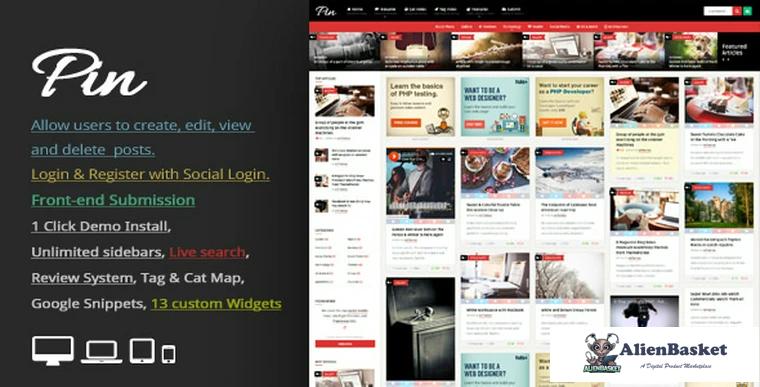 73974  Pin v4.5.1 - Pinterest Style / Personal Masonry Blog