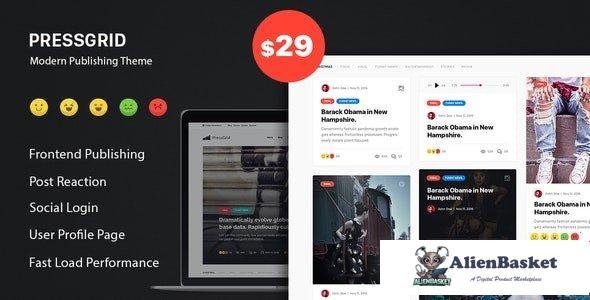 96470  PressGrid v1.3.1 - Frontend Publish Reaction & Multimedia Theme 