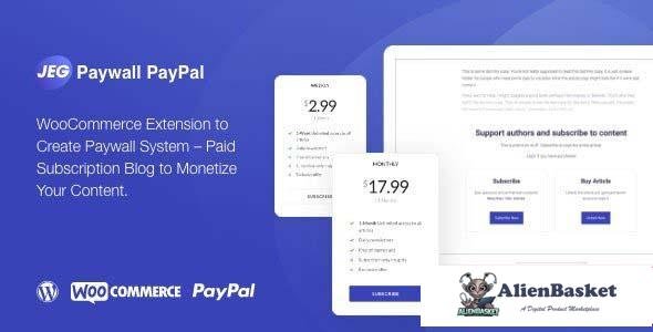 95457  Jeg Paypal Paywall & Content Subscriptions System v1.0.1 - WooCommerce Plugin 