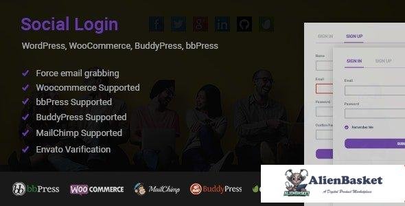 95851  Social Login for WordPress WooCommerce BuddyPress bbPress v1.6.0 