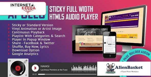 97112  Apollo v1.4.0 - Sticky Full Width HTML5 Audio Player - Elementor Widget Addon 