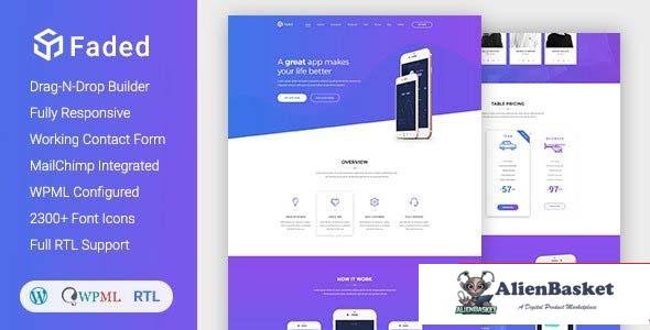 96558  Faded v1.9.6 - Responsive App Landing Page WordPress Theme + RTL 