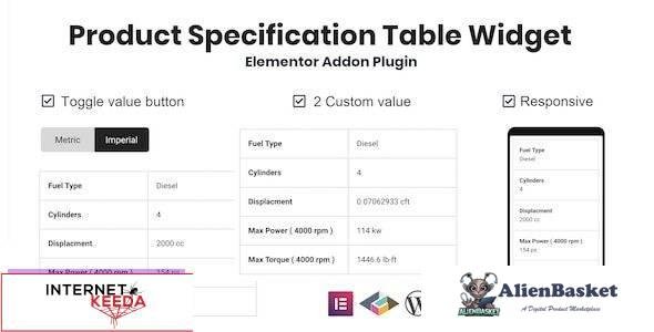 96811  Product Specification Table Widget For Elementor v1.0 
