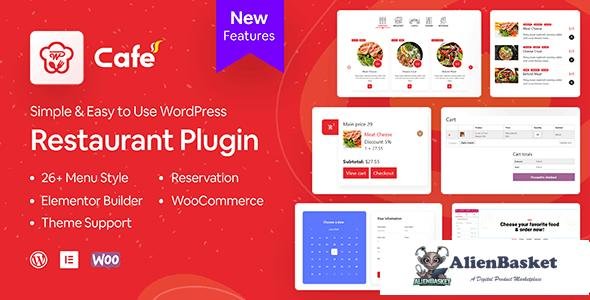 97627  WP Cafe v1.3.6 - Restaurant Reservation, Food Menu & Food Ordering for WooCommerce 