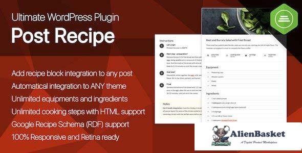 97718  Ultimate Post Recipe v1.0.0 - Responsive WordPress Posts Cooking Recipes plugin 