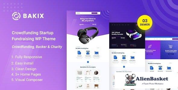 98183  Bakix - Crowdfunding Startup & Fundraising WordPress Theme 