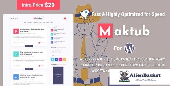 109291  Maktub v1.4.0 - Minimal & Lightweight Blog for WordPress 