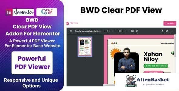 109932  BWD Clear PDF View Addon For Elementor v1.0 