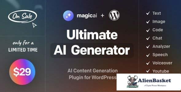 110844  MagicAI for WordPress v1.1 - AI Text, Image, Chat, Code, and Voice Generator 